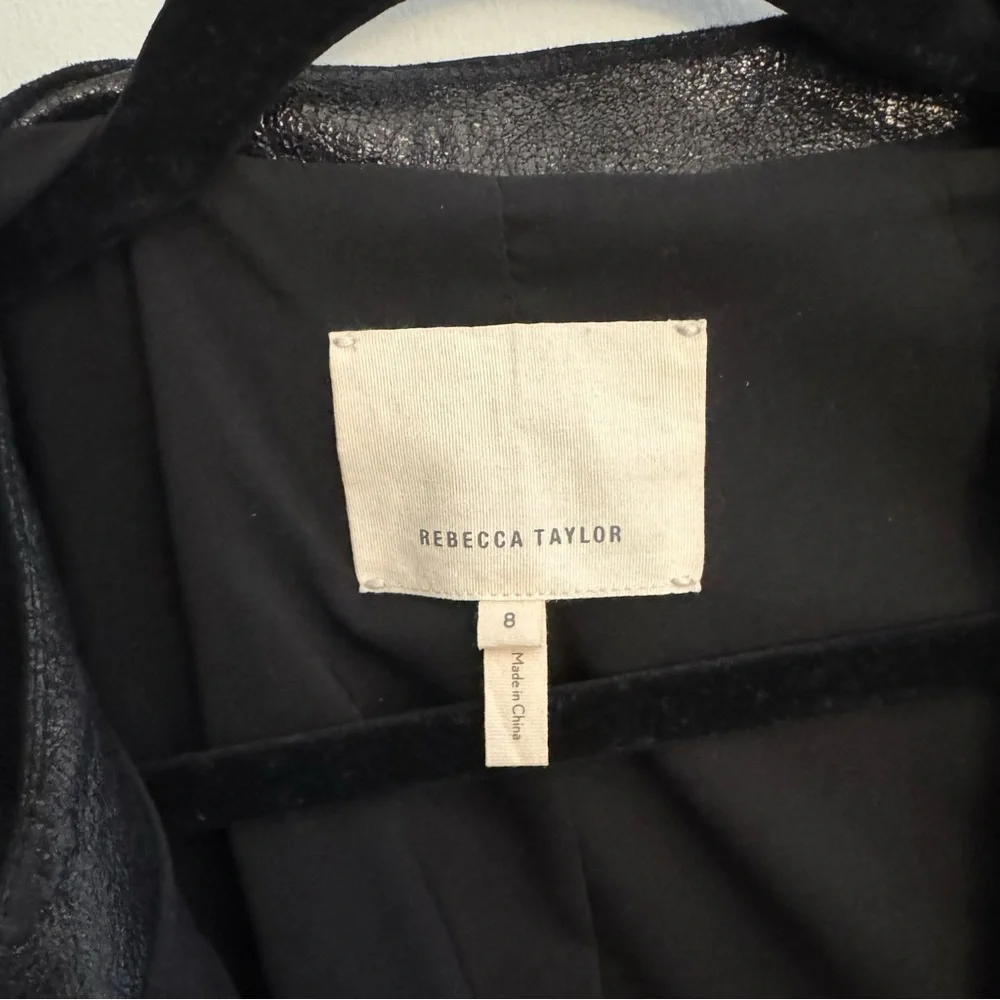 😎🖤 LNWT Leather Jacket w/Subtle Shimmer Zip Front Waist Length - Picture 4 of 4